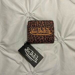 Von Dutch leopard print zip around wallet